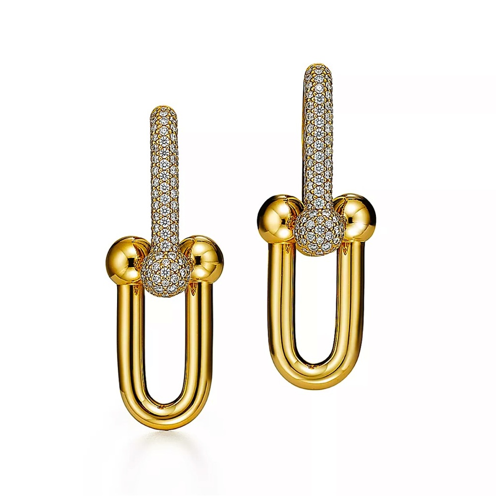 Elegant Gold and Pave crystal Earrings